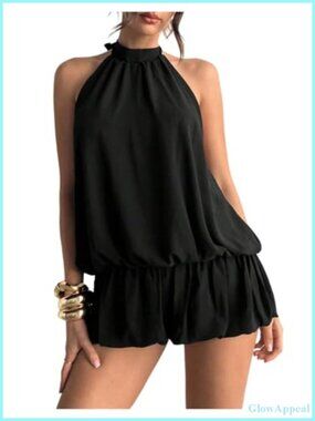 Y2K Halter Mini Dress with Open Back and Ruffle Hem